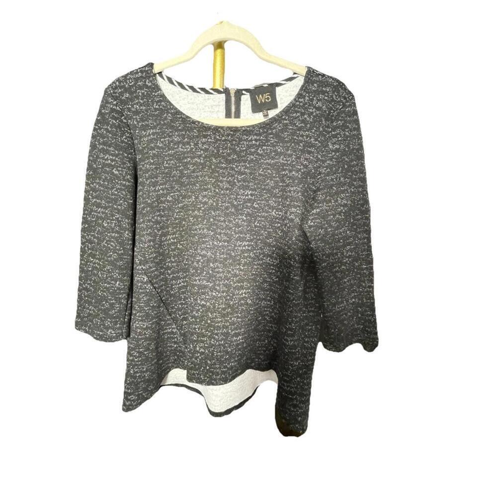W5 Concepts Women's Top 3/4 Sleeve Round Neckline Back Zipper Closure Size S